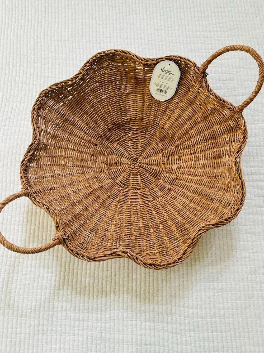 Threshold x Studio McGee Scallop Woven Shallow Bowl Basket Natural NWT